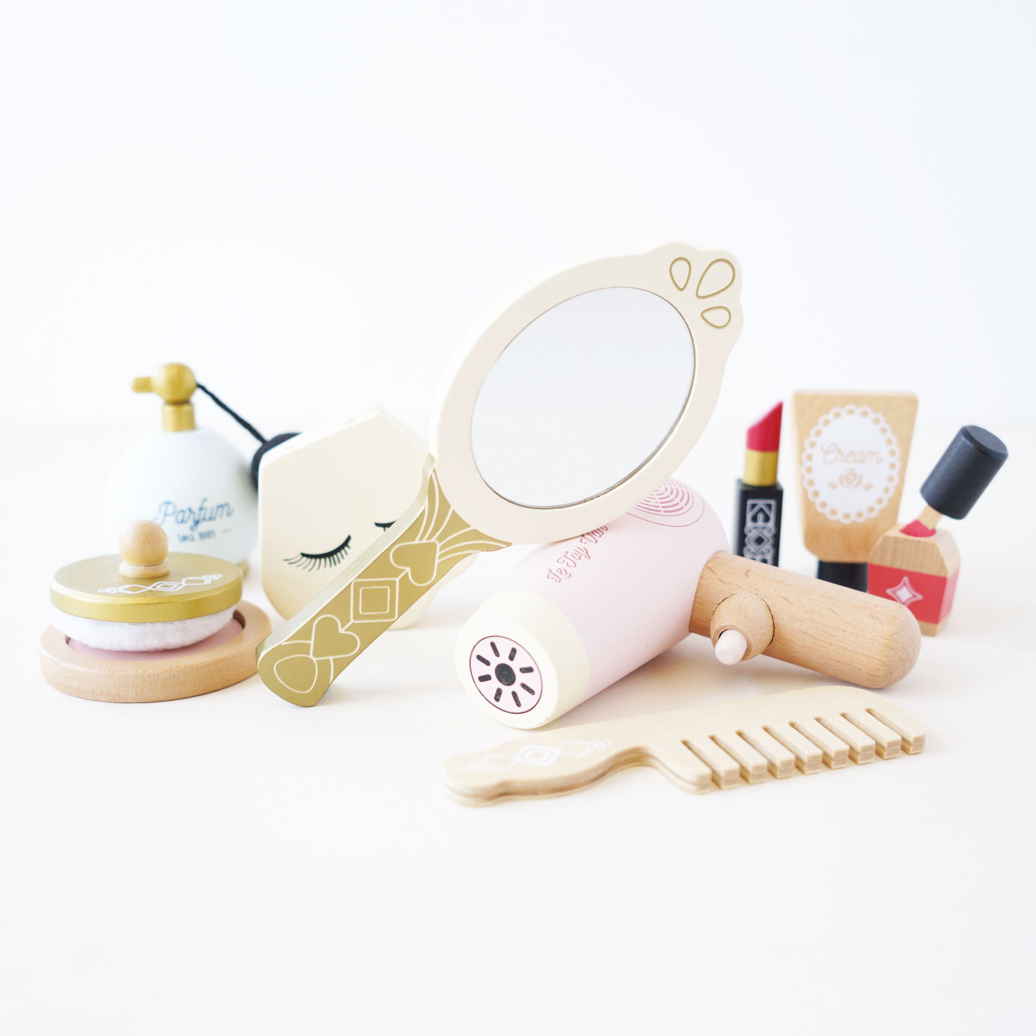 Trusă de înfrumusețare din lemn, set 9 piese cu săculeț – Le Toy Van
