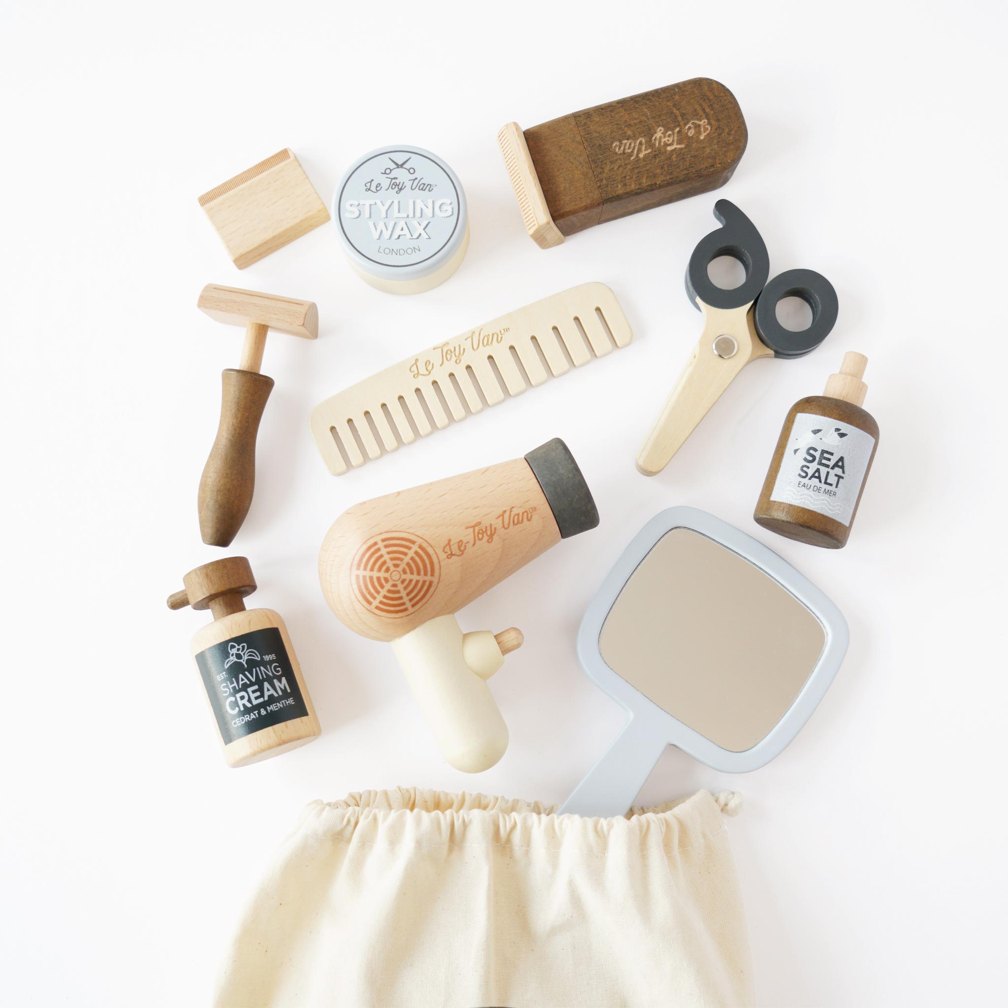 Trusă coafor și frizer din lemn, set 10 piese – Le Toy Van